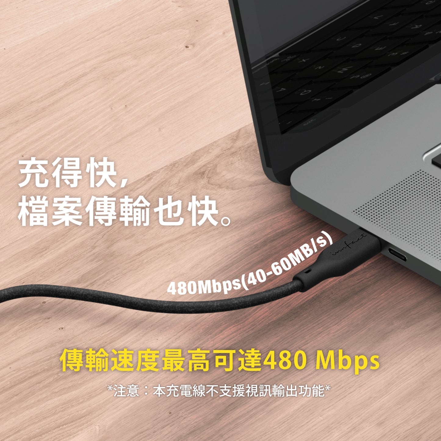 GaN好快!USB-C充電線 240W PD3.1 矽膠材質(100cm)